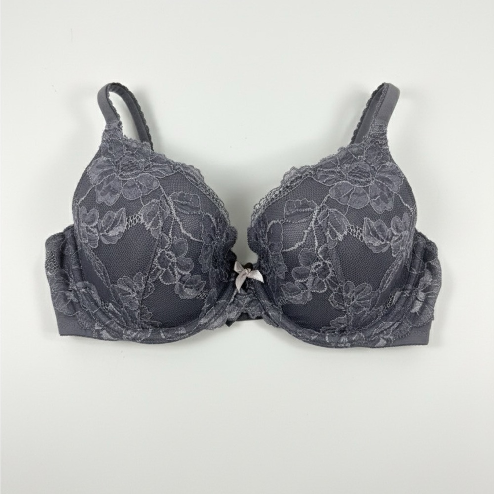 Victoria's Secret 34D Body by Victoria Lined Demi Bra Gray Lace Balconette
